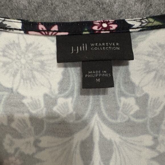 J. Jill Wearever Collection Dress‎ Womans Sz M Black Floral Trapeze Stretch - Picture 3 of 6